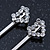 2 Bridal/ Prom Crystal 'Open Heart' Hair Grips/ Slides In Rhodium Plating - 55mm Across - view 4