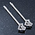 2 Bridal/ Prom Crystal 'Open Heart' Hair Grips/ Slides In Rhodium Plating - 55mm Across - view 7