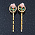 2 Vintage Inspired Crystal 'Rose' Hair Grips/ Slides In Gold Plating - 50mm Across - view 6