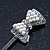 2 Bridal/ Prom Simulated Pearl Crystal 'Bow' Hair Grips/ Slides In Rhodium Plating - 50mm Across - view 5