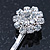 2 Bridal/ Prom Crystal Flower Hair Grips/ Slides In Rhodium Plating - 55mm Across - view 5