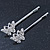 2 Rhodium Plated Swarovski Crystal Butterfly Hair Grips/ Slides - 55mm Across - view 8