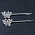 2 Rhodium Plated Swarovski Crystal Butterfly Hair Grips/ Slides - 55mm Across - view 9