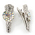 2 Small Rhodium Plated Clear & AB Crystal Heart Hair Beak Clips/ Concord Clips - 35mm Length - view 7