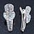 2 Small Rhodium Plated Clear & AB Crystal Heart Hair Beak Clips/ Concord Clips - 35mm Length - view 3