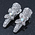 2 Small Rhodium Plated Clear & AB Crystal Butterfly Hair Beak Clips/ Concord Clips - 35mm Length - view 2