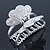 Rhodium Plated AB & Clear Crystal 'Butterfly' Hair Claw - 60mm Across - view 3