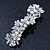 Bridal Wedding Prom Silver Tone Simulated Pearl Diamante Floral Barrette Hair Clip Grip - 80mm Across - view 2