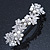 Bridal Wedding Prom Silver Tone Simulated Pearl Diamante Floral Barrette Hair Clip Grip - 80mm Across - view 9