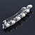 Bridal Wedding Prom Silver Tone Crystal Diamante & Simulated Pearl Barrette Hair Clip Grip - 85mm Width - view 9