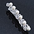 Bridal Wedding Prom Silver Tone Crystal Diamante & Simulated Pearl Barrette Hair Clip Grip - 85mm Width