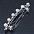 Bridal Wedding Prom Silver Tone Crystal Diamante & Simulated Pearl Barrette Hair Clip Grip - 85mm Width - view 10