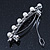 Bridal Wedding Prom Silver Tone Crystal Diamante & Simulated Pearl Barrette Hair Clip Grip - 85mm Width - view 6