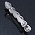 Bridal Wedding Prom Silver Tone Crystal & Teardrop Simulated Pearl Barrette Hair Clip Grip - 85mm Width - view 10
