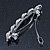 Bridal Wedding Prom Silver Tone Crystal & Teardrop Simulated Pearl Barrette Hair Clip Grip - 85mm Width - view 6