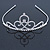 Bridal/ Wedding/ Prom Rhodium Plated Austrian Crystal Triple Heart Tiara