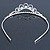 Princess Bridal/ Wedding/ Prom Rhodium Plated Austrian Crystal White Simulated Glass Pearl Tiara - view 7