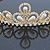 Bridal/ Wedding/ Prom Gold Plated Faux Pearl, Crystal Classic Tiara - view 4