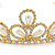 Bridal/ Wedding/ Prom Gold Plated Faux Pearl, Crystal Classic Tiara - view 10