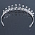 Bridal/ Wedding/ Prom Rhodium Plated Clear Crystal, White Simulated Pearl Floral Tiara Headband - view 6