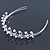 Bridal/ Wedding/ Prom Rhodium Plated Clear Crystal, White Simulated Pearl Floral Tiara Headband - view 5