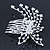 Statement Bridal/ Wedding/ Prom/ Party Rhodium Plated Clear Swarovski Sculptured Flower Crystal Hair Comb - 9cm Width - view 6