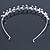 Bridal/ Wedding/ Prom Rhodium Plated Clear Crystal Floral Tiara Headband - view 5