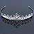 Bridal/ Wedding/ Prom Rhodium Plated Clear Crystal, White Simulated Glass Pearl Tiara Headband