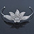 Bridal/ Wedding/ Prom Silver Tone Austrian Crystal Flower Tiara Headband