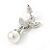 Bridal/ Wedding/ Prom Rhodium Plated Clear Crystal, Simulated Pearl Princess Classic Tiara And Matching Earrings - view 10