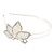 Bridal/ Wedding/ Prom Rhodium Plated White Faux Pearl, Crystal Butterfly Tiara Headband - view 7