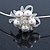 Bridal/ Wedding/ Prom Rhodium Plated White Faux Pearl, Crystal Flower Tiara Headband - view 3