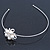 Bridal/ Wedding/ Prom Rhodium Plated White Faux Pearl, Crystal Flower Tiara Headband - view 4
