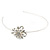 Bridal/ Wedding/ Prom Rhodium Plated White Faux Pearl, Crystal Flower Tiara Headband - view 5