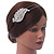 Bridal/ Wedding/ Prom Rhodium Plated White Faux Pearl, Crystal Leaf Tiara Headband - view 2