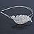 Bridal/ Wedding/ Prom Rhodium Plated White Faux Pearl, Crystal Leaf Tiara Headband - view 7