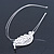 Bridal/ Wedding/ Prom Rhodium Plated White Faux Pearl, Crystal Leaf Tiara Headband - view 5