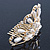 Bridal/ Wedding/ Prom/ Party Gold Plated Swarovski Crystal, Simulated Pearl Hair Comb/ Tiara - 9.5cm - view 2
