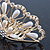 Bridal/ Wedding/ Prom/ Party Gold Plated Swarovski Crystal, Simulated Pearl Hair Comb/ Tiara - 9.5cm - view 3
