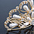 Bridal/ Wedding/ Prom/ Party Gold Plated Swarovski Crystal, Simulated Pearl Hair Comb/ Tiara - 9.5cm - view 6