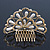 Bridal/ Wedding/ Prom/ Party Gold Plated Swarovski Crystal, Simulated Pearl Hair Comb/ Tiara - 9.5cm - view 4