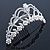 Bridal/ Wedding/ Prom/ Party Rhodium Plated Swarovski Simulated Pearl, Crystal Hair Comb/ Tiara - 13.5cm - view 2