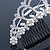 Bridal/ Wedding/ Prom/ Party Rhodium Plated Swarovski Simulated Pearl, Crystal Hair Comb/ Tiara - 13.5cm - view 3