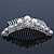 Bridal/ Wedding/ Prom/ Party Rhodium Plated Austrian Crystal & Simulated Glass Pearl Hair Comb Tiara - 10.5cm