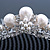 Bridal/ Wedding/ Prom/ Party Rhodium Plated Austrian Crystal & Simulated Glass Pearl Hair Comb Tiara - 10.5cm - view 5