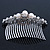 Bridal/ Wedding/ Prom/ Party Rhodium Plated Austrian Crystal & Simulated Glass Pearl Hair Comb Tiara - 10.5cm - view 6