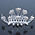 Bridal/ Wedding/ Prom/ Party Rhodium Plated White Simulated Pearl Bead and Swarovski Crystal Mini Hair Comb Tiara - 75mm