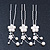 Bridal/ Wedding/ Prom/ Party Set Of 3 Rhodium Plated Simulated Pearl, Crystal Flower Hair Pins - view 1