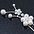 Bridal/ Wedding/ Prom/ Party Set Of 3 Rhodium Plated Simulated Pearl, Crystal Flower Hair Pins - view 5