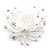 Bridal/ Wedding/ Prom/ Party Rhodium Plated Clear Austrian Crystal/ Simulated Pearl Floral Hair Comb - 75mm - view 7